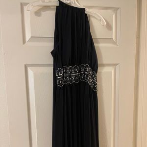 Formal Dark Navy Blue Halter Dress from David's Bridal